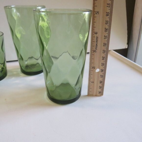 Mid Century Drinking Glasses Hazel Green Atlas Optic Diamond shaped - Picture 3 of 6